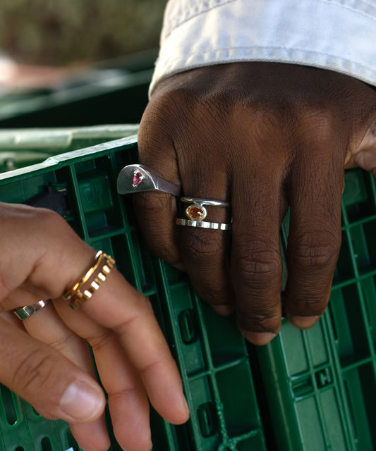 You want a piece? - grapefruit - statement signet ring pink tourmaline