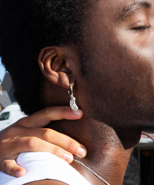 Skin me like a mandarin piece - large single earhoop