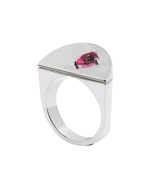 You want a piece? - grapefruit - statement signet ring pink tourmaline